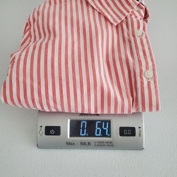 Tommy Hilfiger Womens Red White Striped Popover Blouse Size M Collared Nautical - Picture 7 of 8